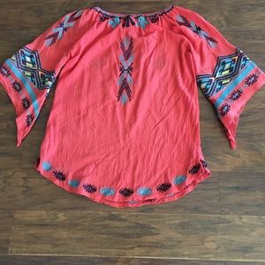 Melon colored blouse with stitching see photos free necklace